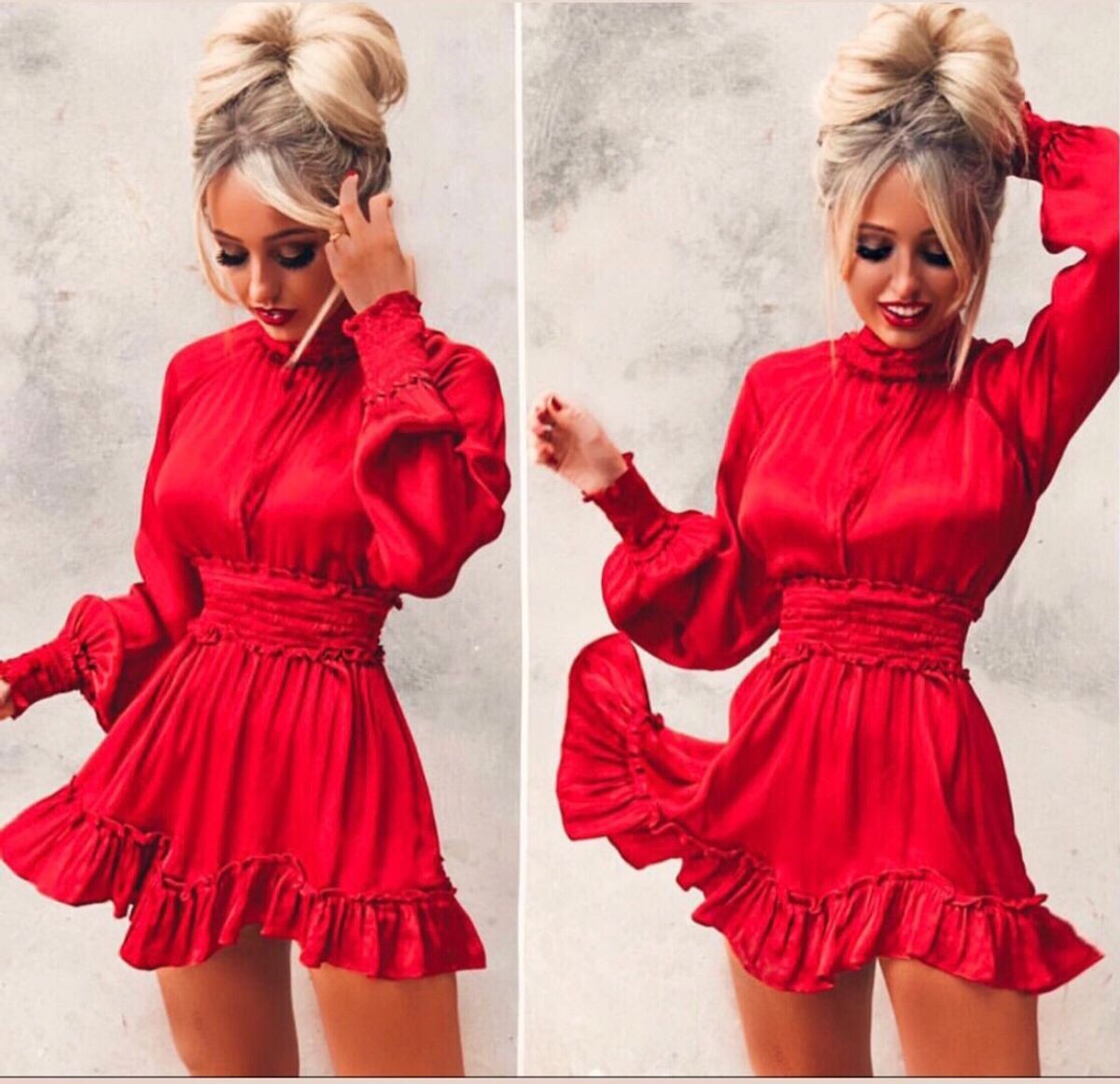 vestido com mangas bufantes