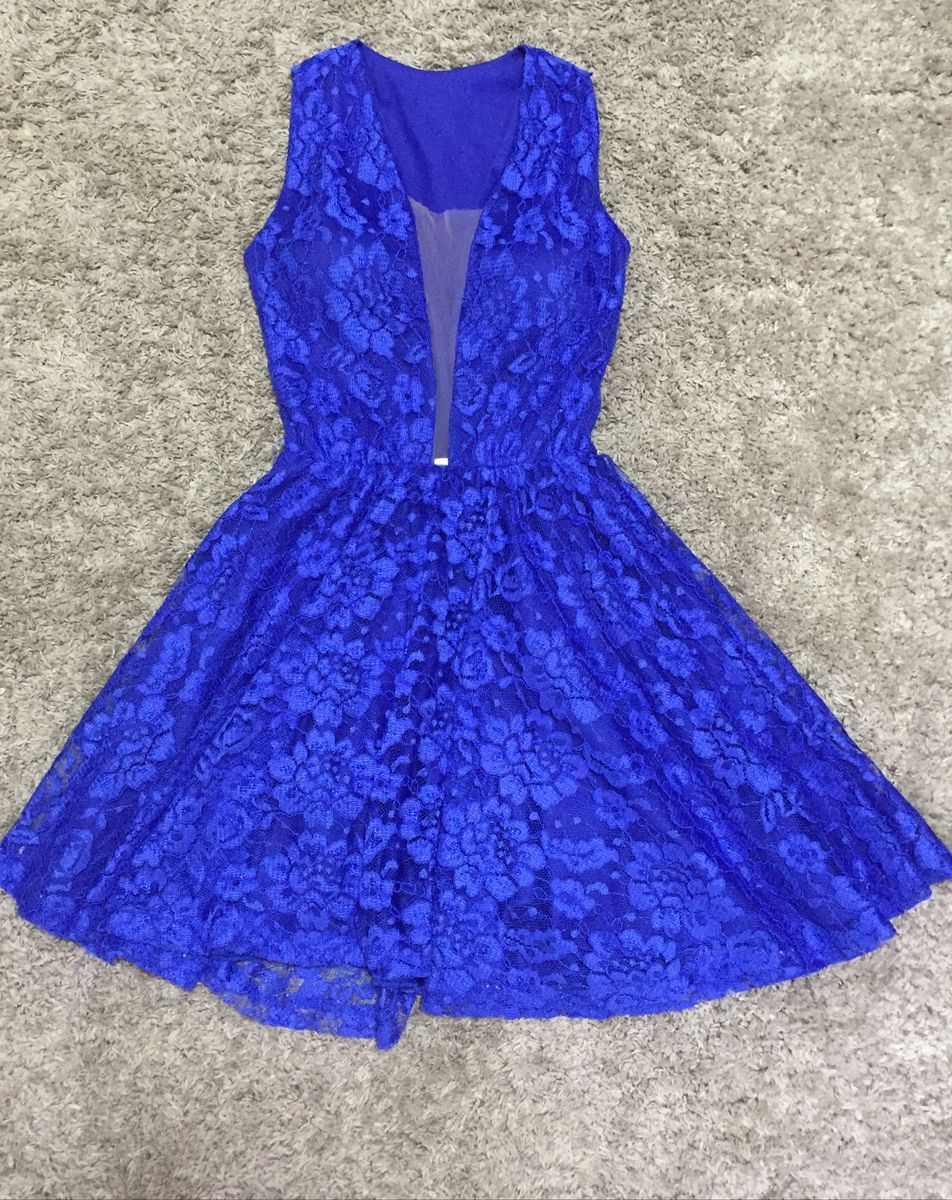 vestido azul royal curto
