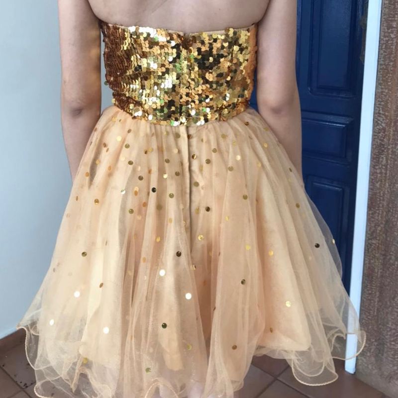 Vestido de 15 anos best sale curto dourado