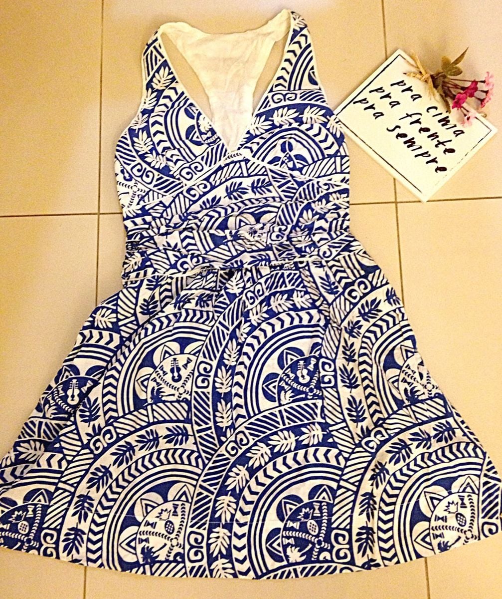 Vestido Curto Farm Azul e Branco Super Fofo | Vestido Feminino Farm ...