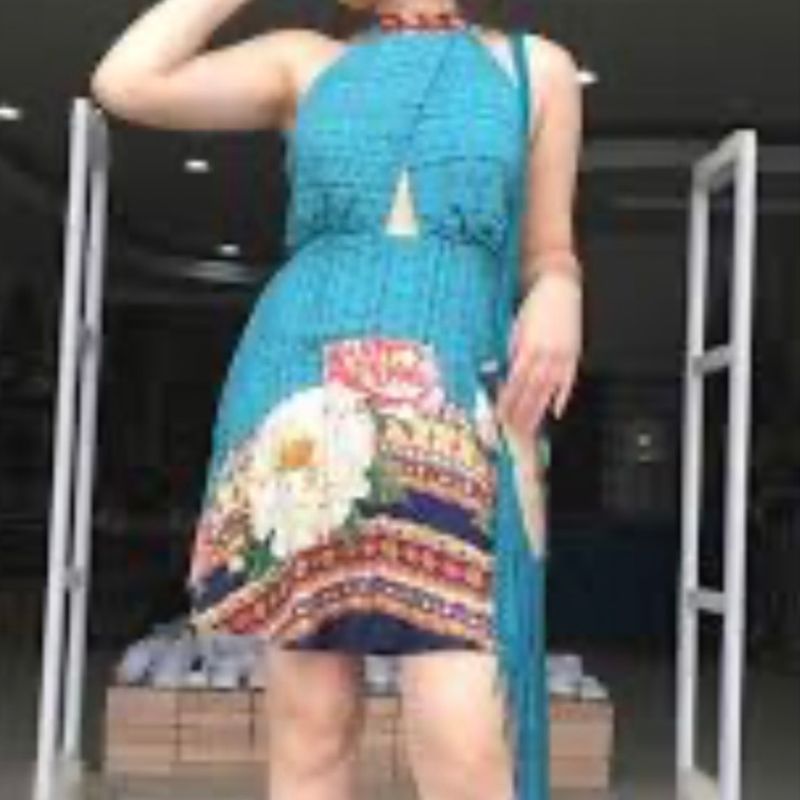 Vestido Curto Flor do Cerrado Azul Farm Farm Usado 88961991 enjoei
