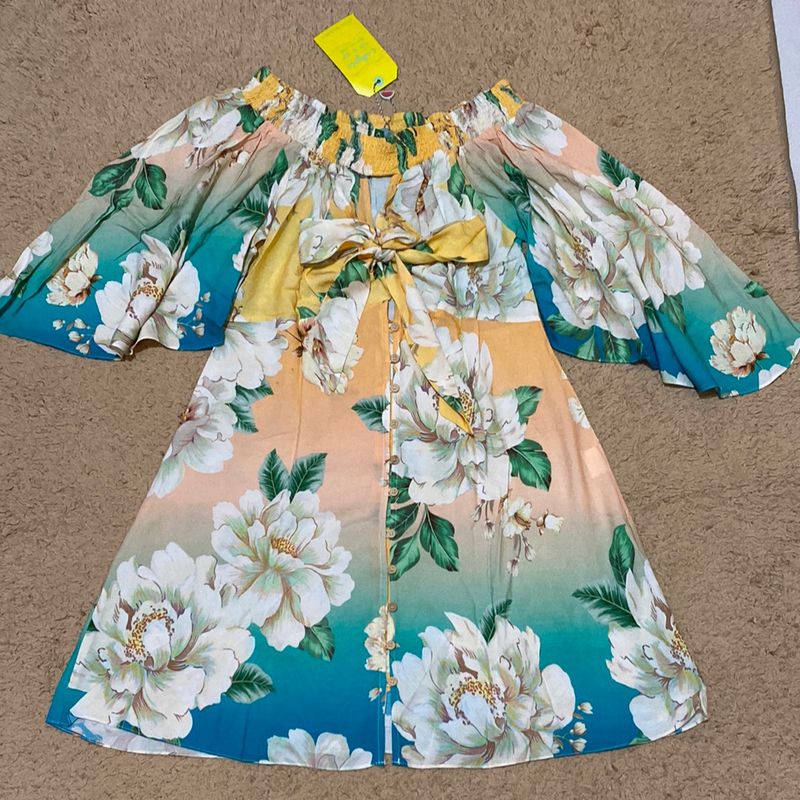 Vestido Curto Floral Dora Farm Vestido Feminino Farm Nunca Usado
