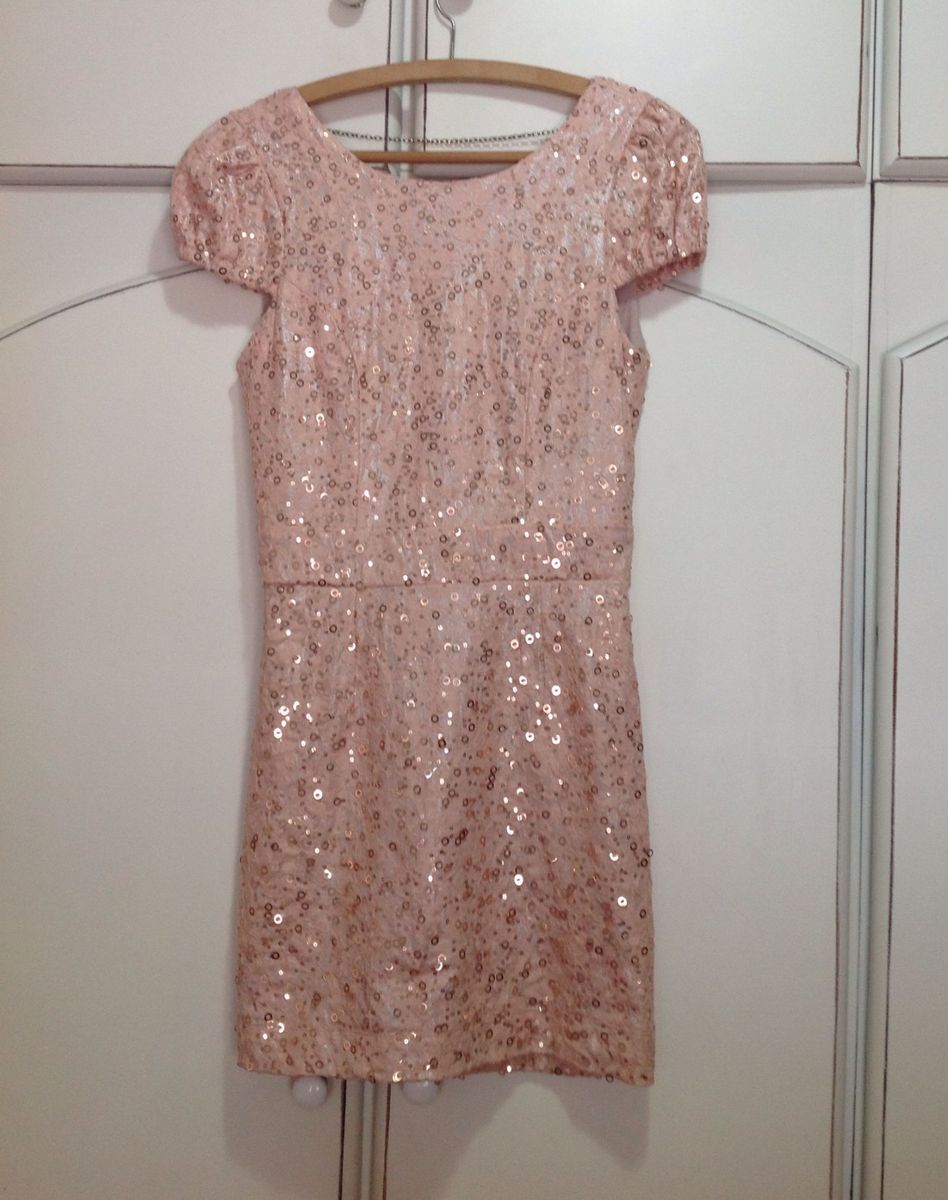 vestido paete rose