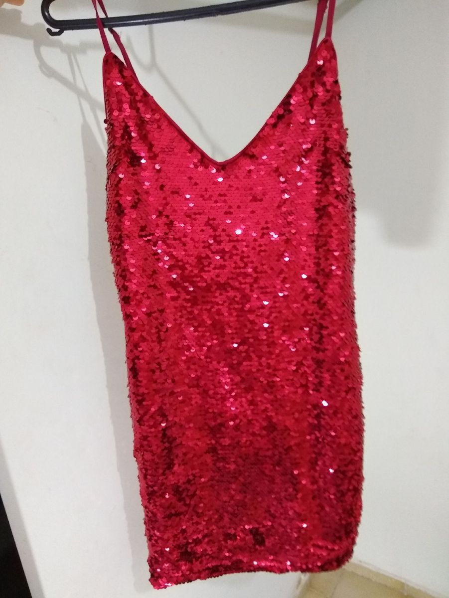 vestido de paete vermelho