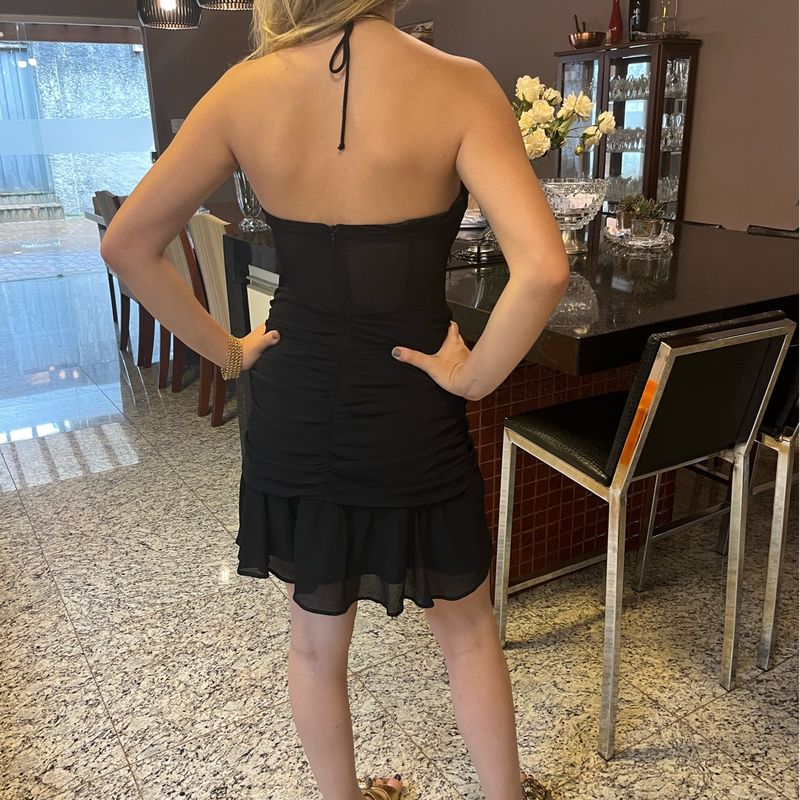 Vestido curto de babados Zara feminino preto. Tamanho: S - Novo