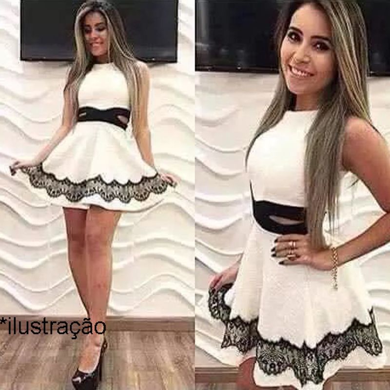 Vestido acinturado rodado de hot sale renda