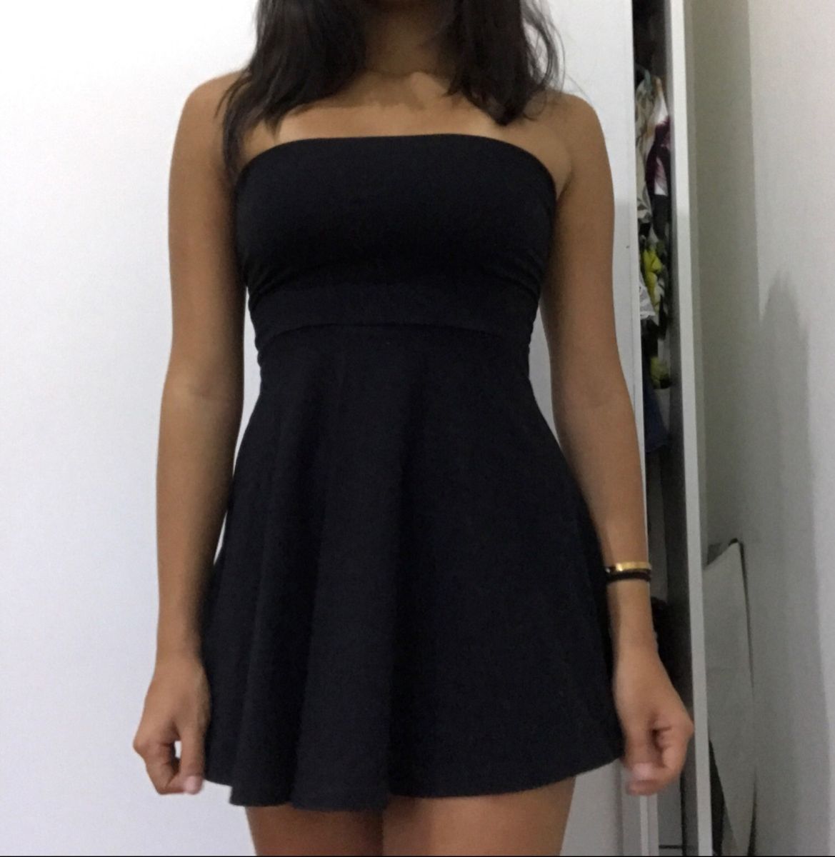 Vestido preto curto hot sale tomara que caia