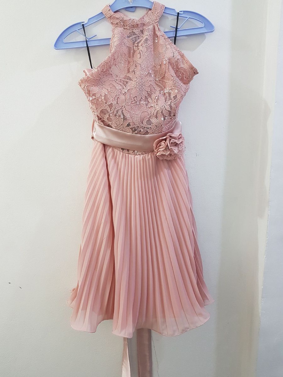 vestido de festa curto rosa chá