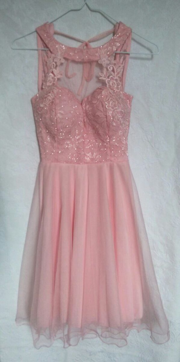 vestido curto de festa rose