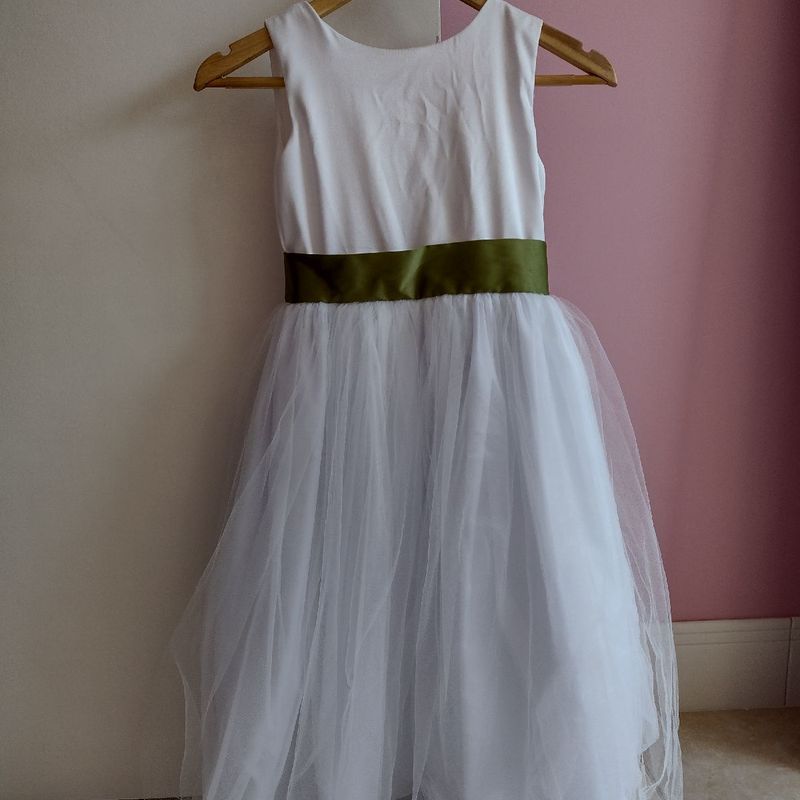 Vestido Dama de Honra Nina Baunilha, Branco com Laço Nina