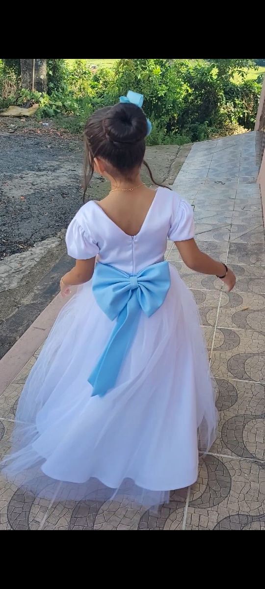 Vestido Daminha Laço Azul Serenity | Roupa Infantil para Menina Usado  86189726 | enjoei