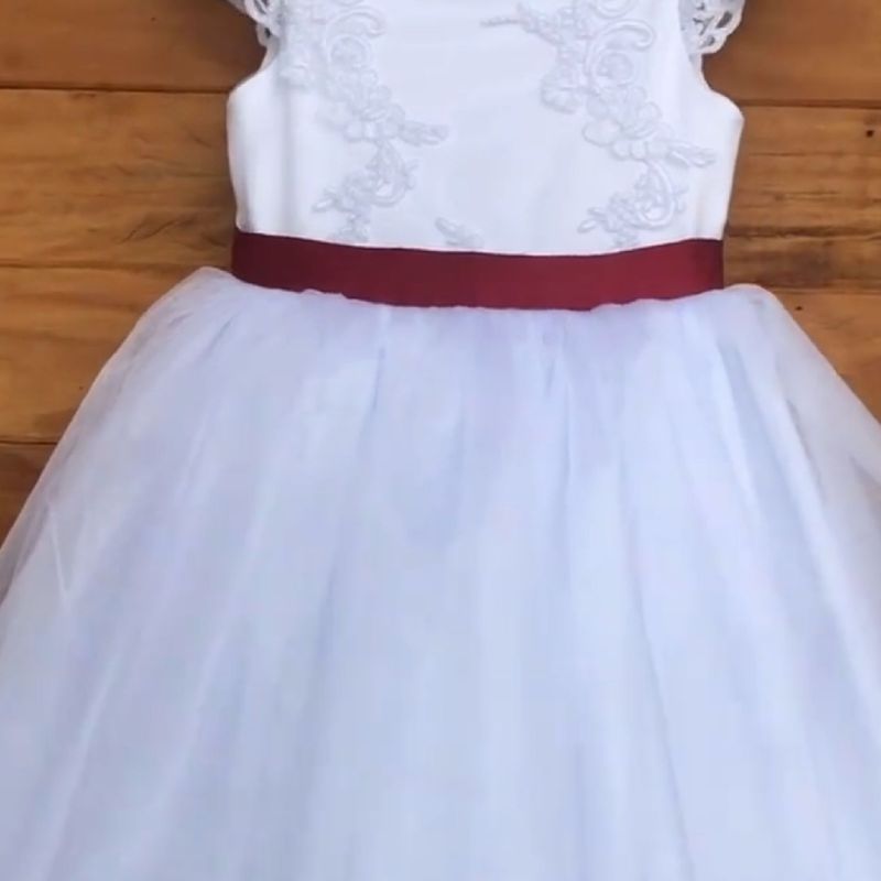 Vestido de daminha hot sale com laço marsala