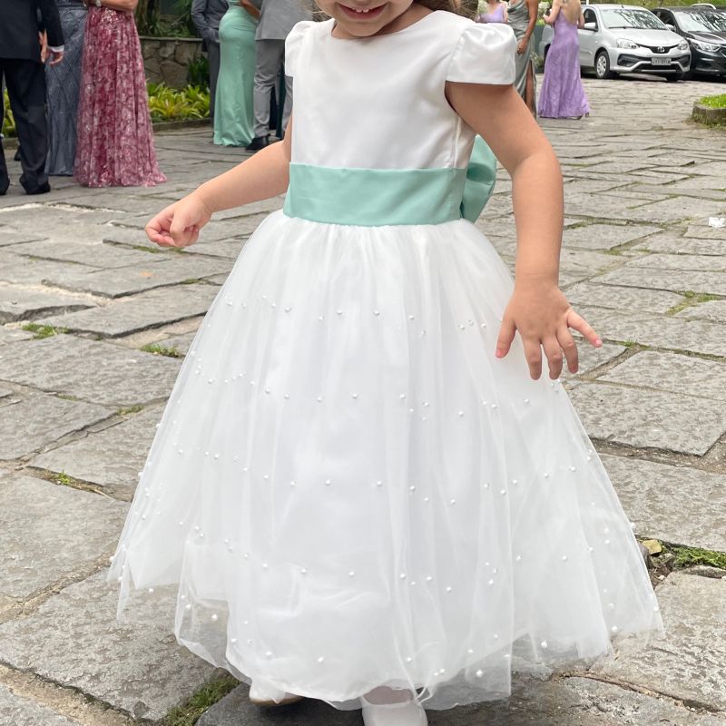 Vestido Infantil Daminha Super Luxo PérolasNina BaunilhaVestidos