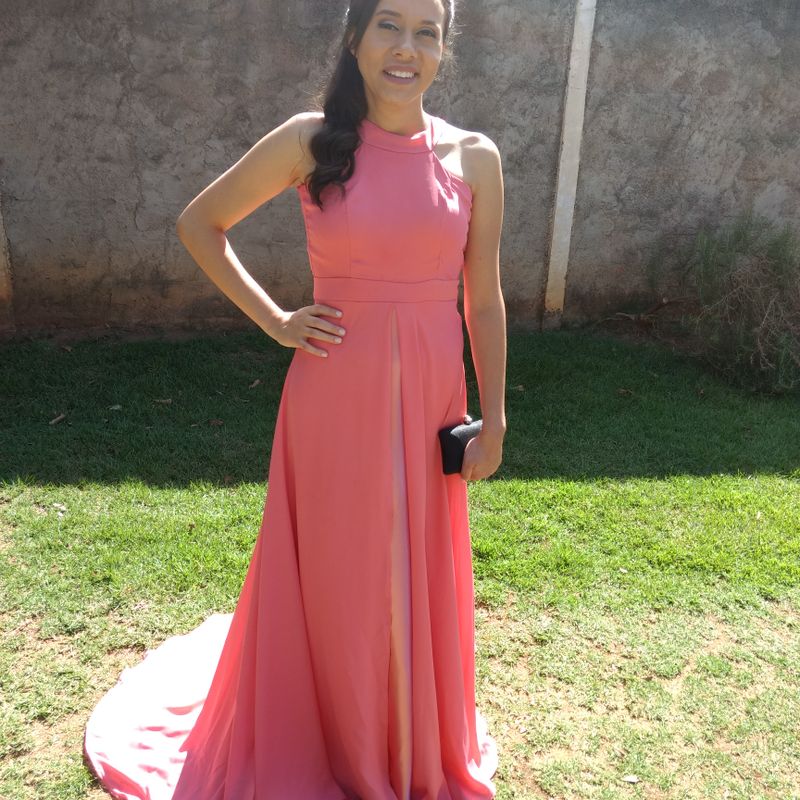 Vestido de store madrinha rosa goiaba