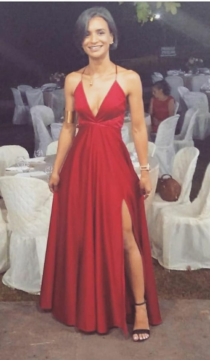 Vestido de best sale cetim vermelho