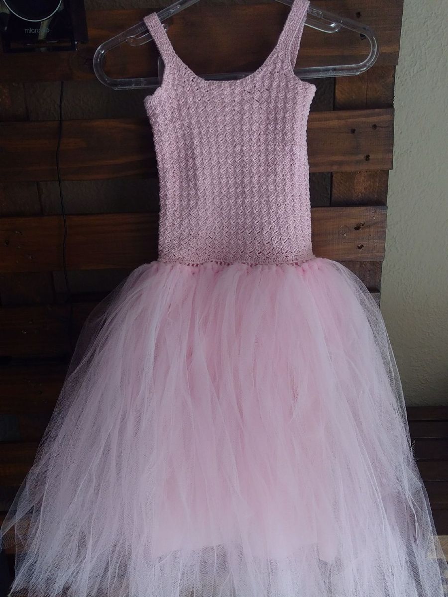 vestido de croche com tule infantil passo a passo