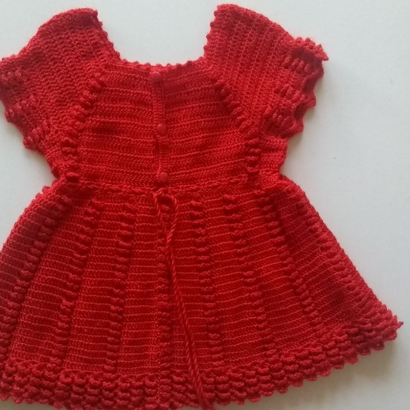 Vestido de best sale crochê infantil vermelho