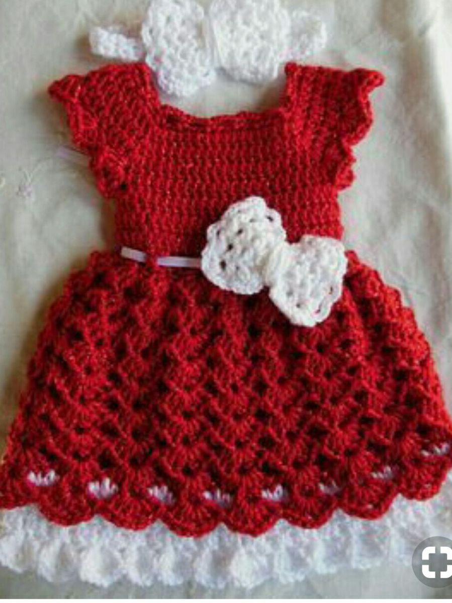 vestido de recem nascido em croche