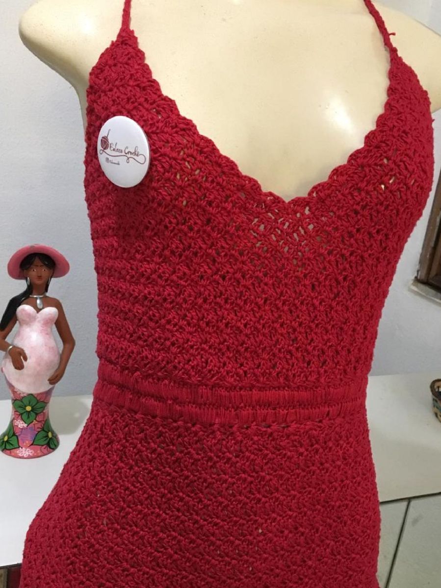 vestido de croche para bebe vermelho