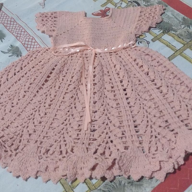 vestido crochê infantil algodão 1 a 2 anos