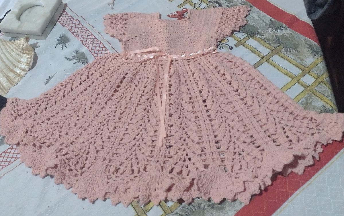 vestido crochê infantil algodão 1 a 2 anos