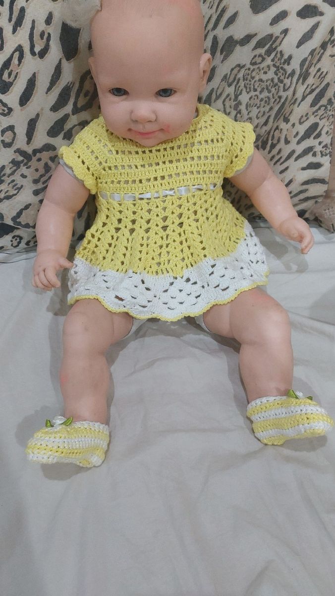 Vestido de croche hot sale para boneca bebe