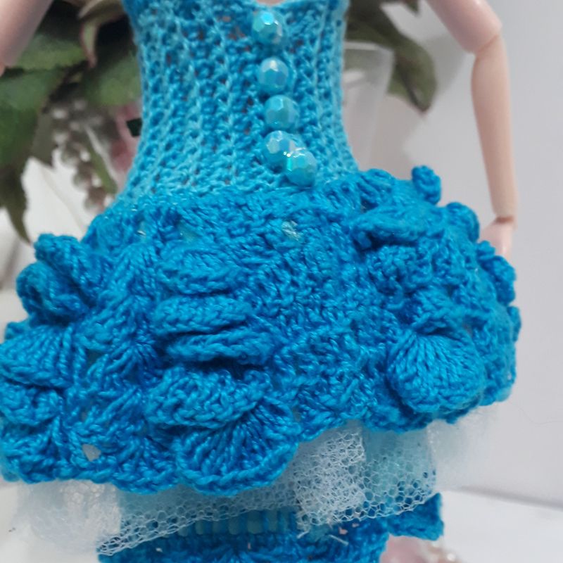 Roupa Vestido Luxo para Boneca Barbie Susi (Azul Frozen)