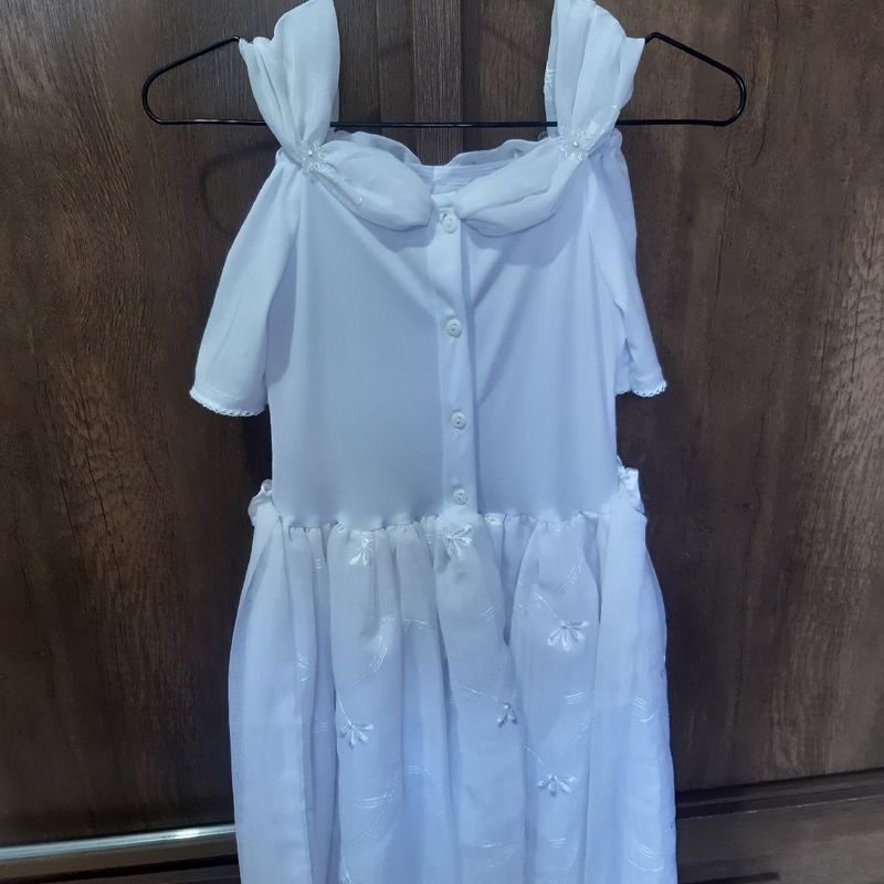 Vestido Infantil Branco de verão para Batizado ou Dama de Honra