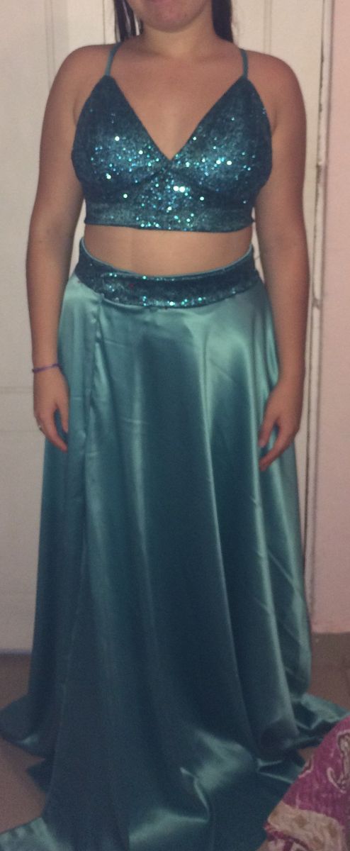 vestido debutante verde tiffany