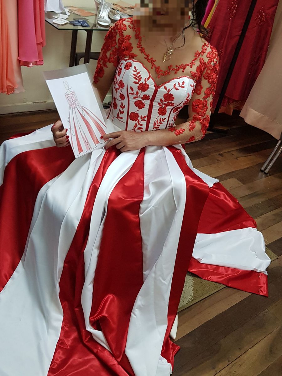 vestido de debutante vermelho