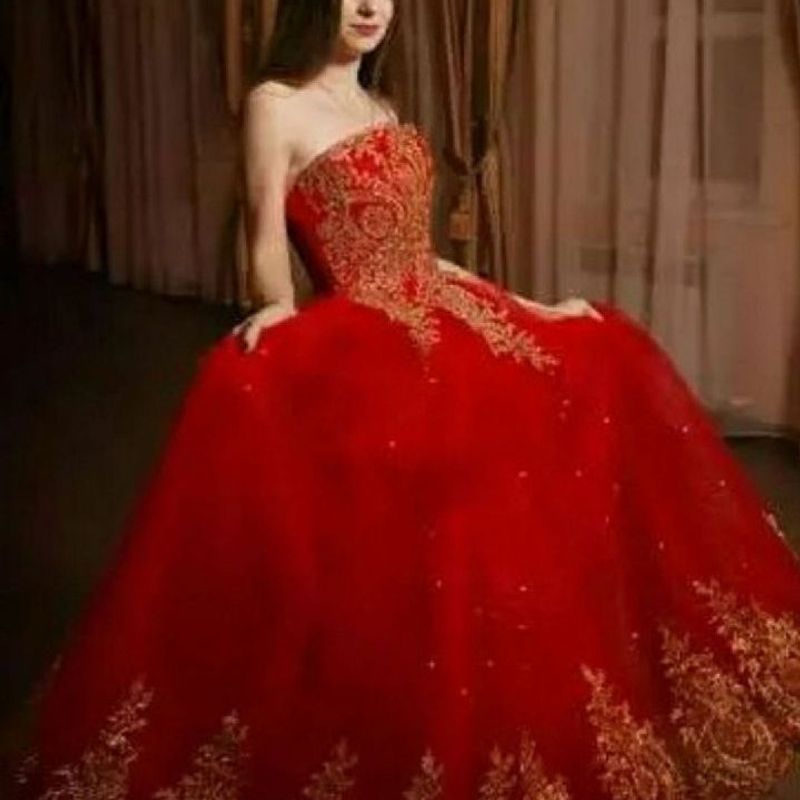 Vestido Princesa p/Noiva Casamento Formatura Debutante Vermelho em