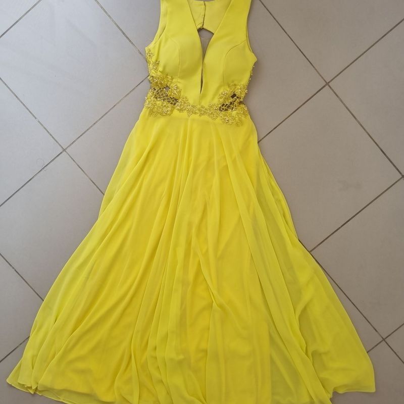 Vestido de festa amarelo 2024 ouro