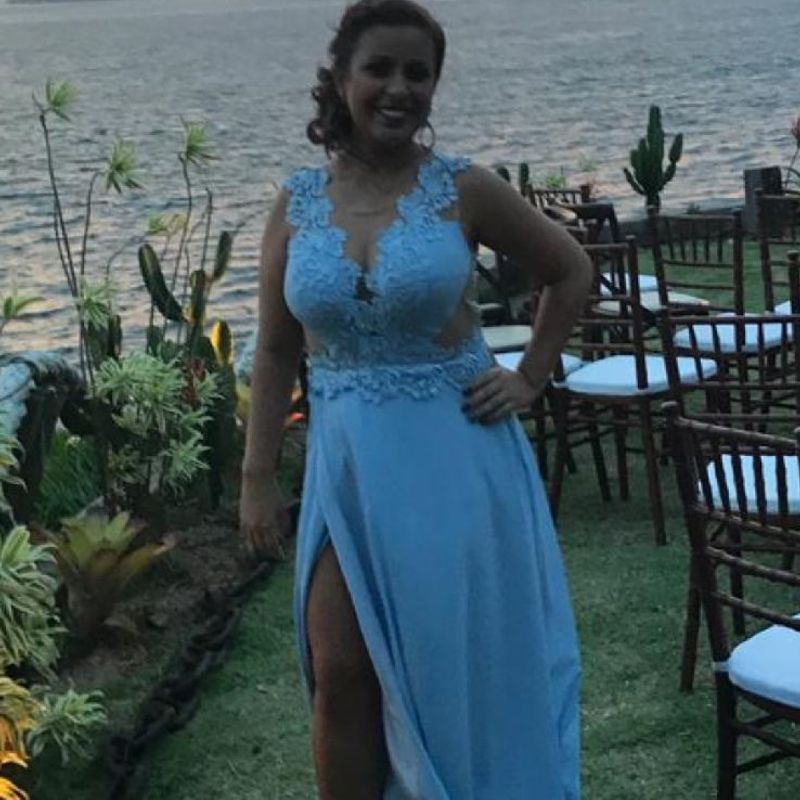 Vestido longo de hot sale festa azul claro