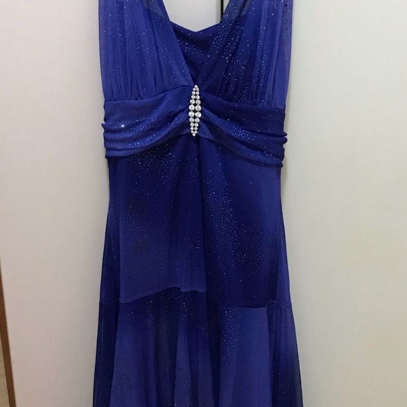 Vestido de festa hot sale azul com brilho