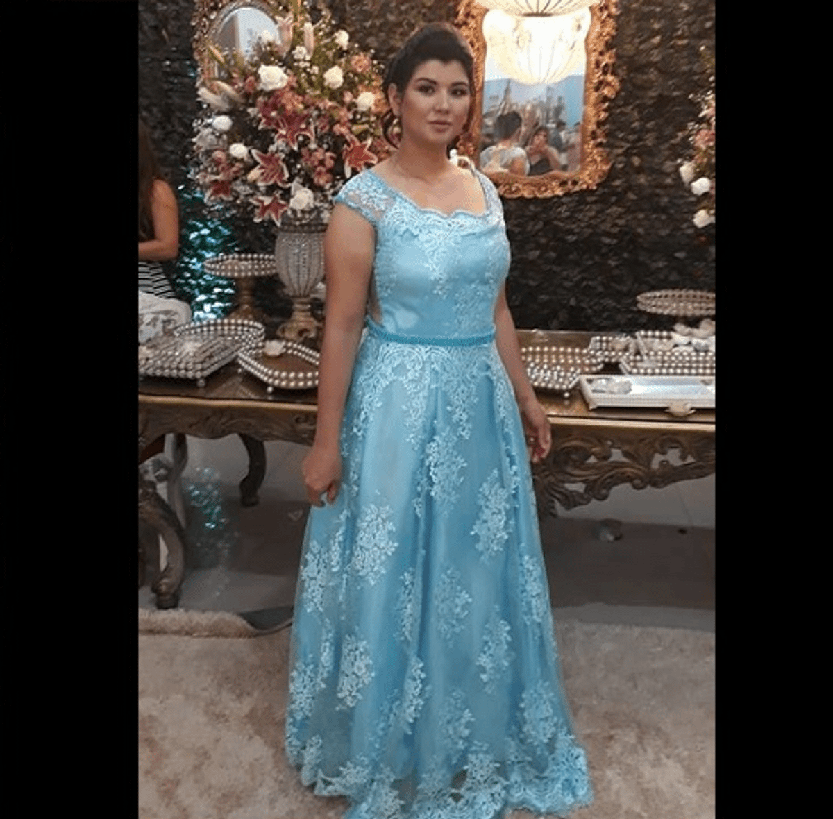 vestido mae da noiva azul tiffany