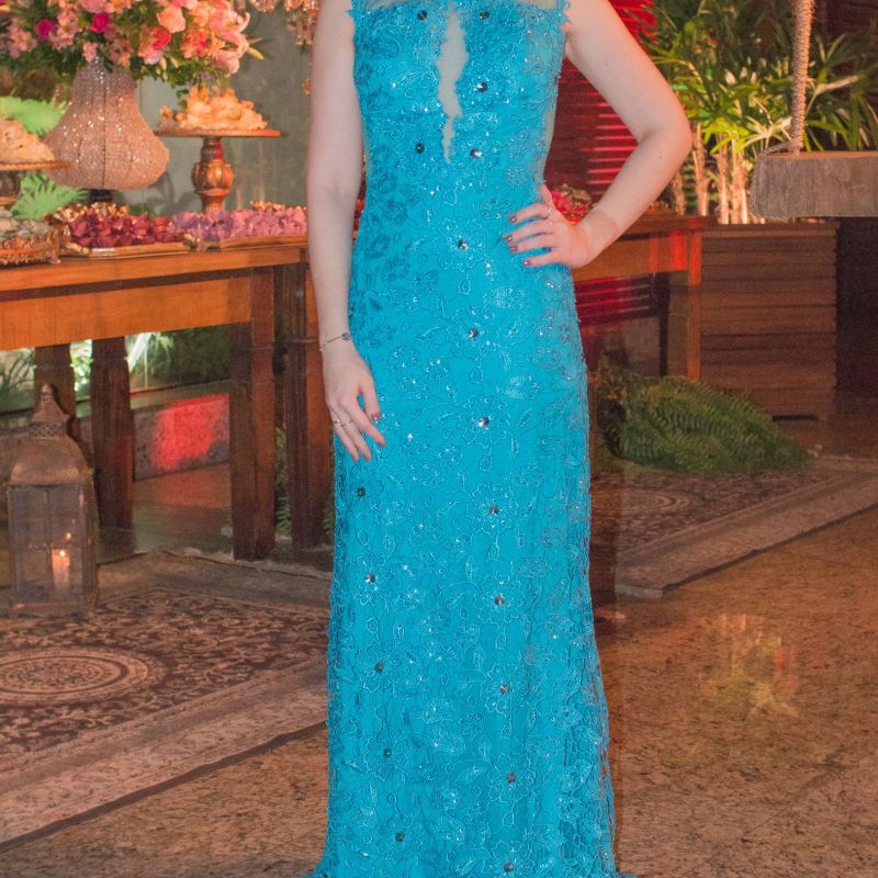 Vestido de hot sale formatura azul turquesa