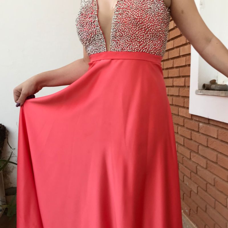 Vestido bordado 2024 com strass