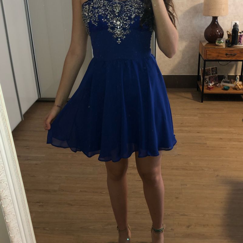 Vestido de formatura curto hot sale azul