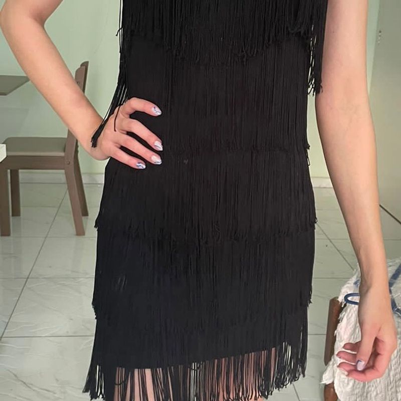 Vestido de festa curto best sale com franja