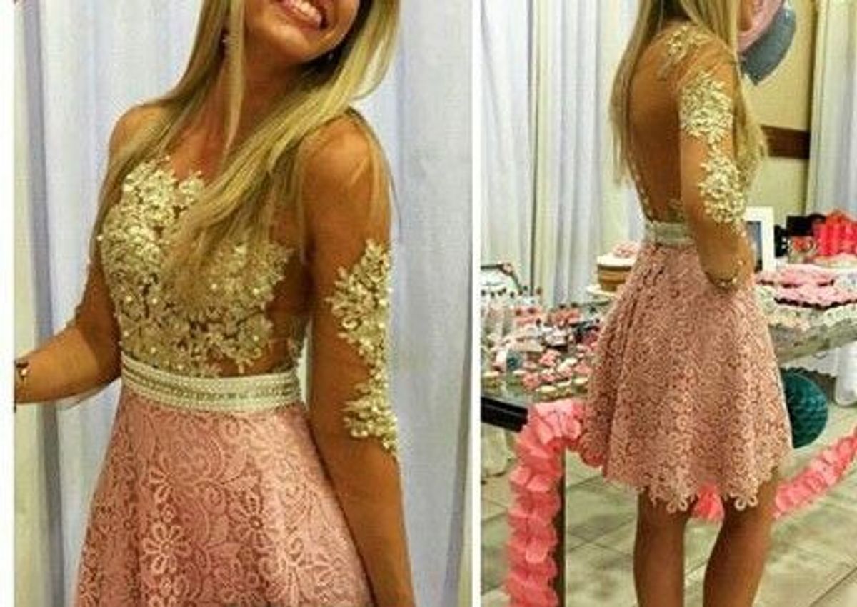 vestido de festa curto com renda e tule