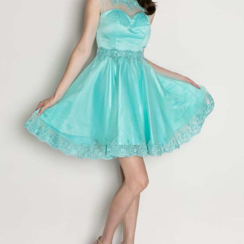 Vestido de festa curto best sale verde tiffany