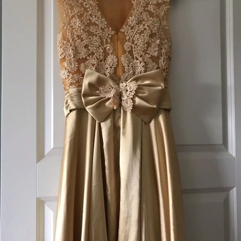 Vestido para mae 2024 do noivo dourado