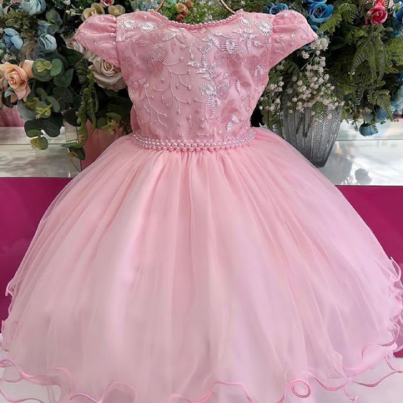 Vestido infantil best sale rosa bebe