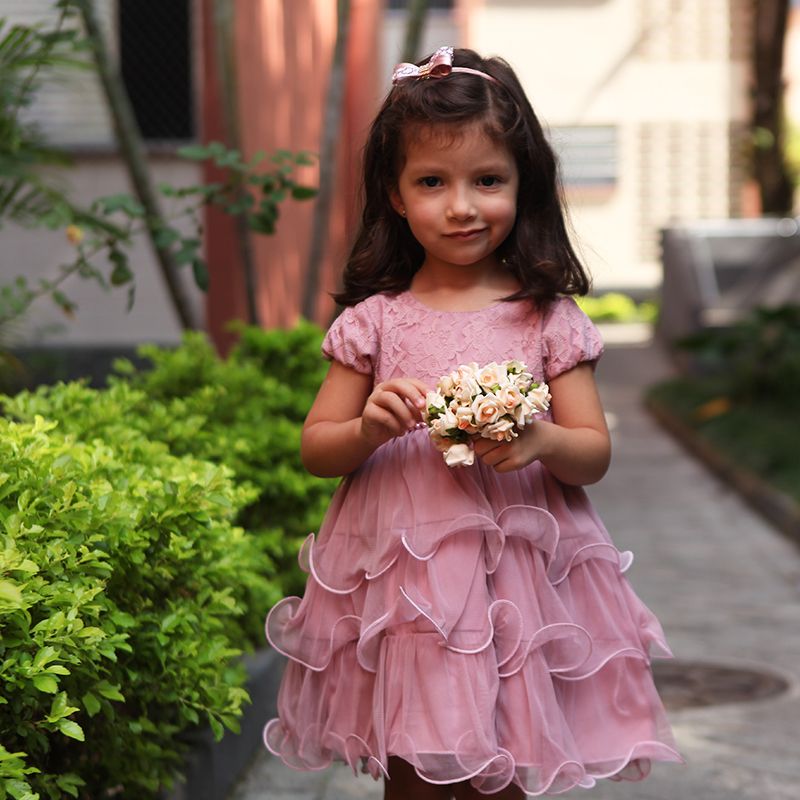 Vestido de Festa Infantil Rosa Nude Rose Luxo Anos Roupa Infantil para  Menina Nelu Nunca Usado 49477915 enjoei