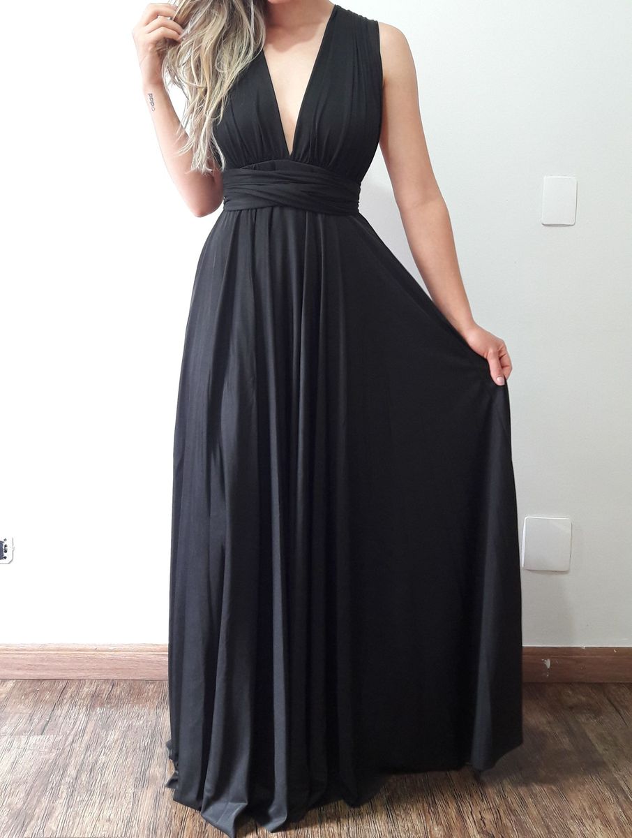 vestido de festa preto longo