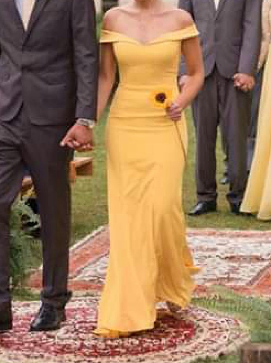 vestido amarelo de festa longo