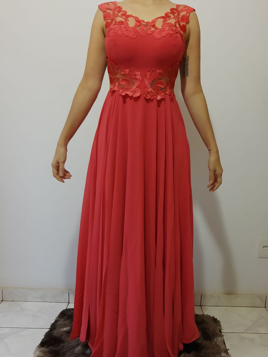 vestido goiaba longo