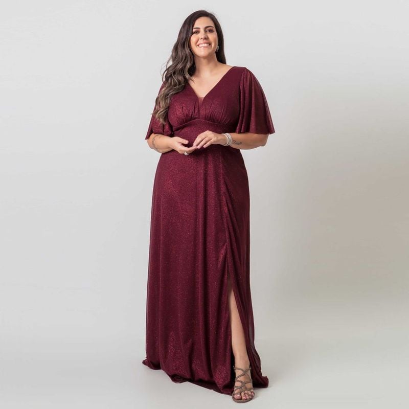 Vestido Marsala Vestido De Festa Plus Size Para Casamento Vestido