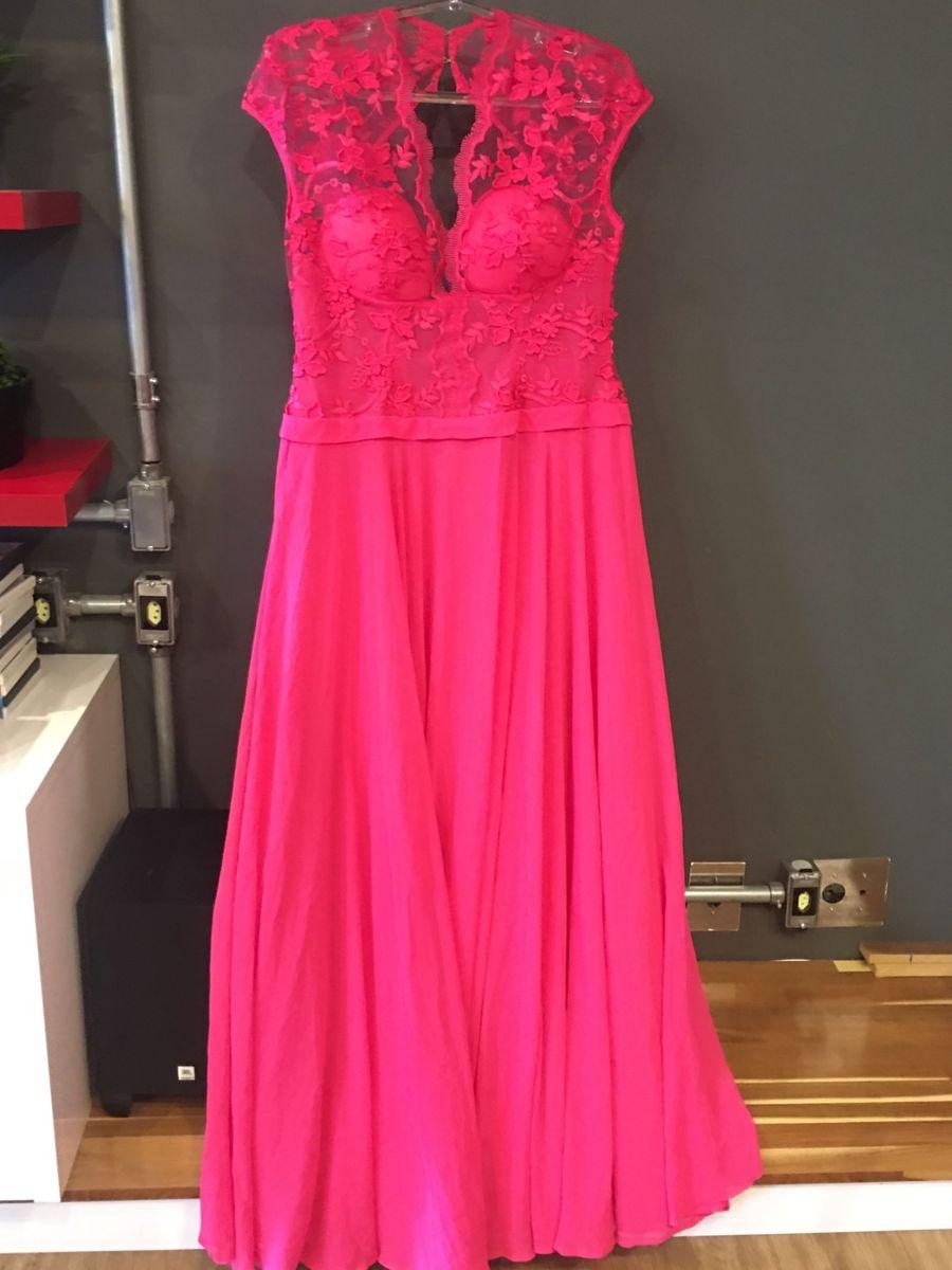 vestido de festa rosa pink longo