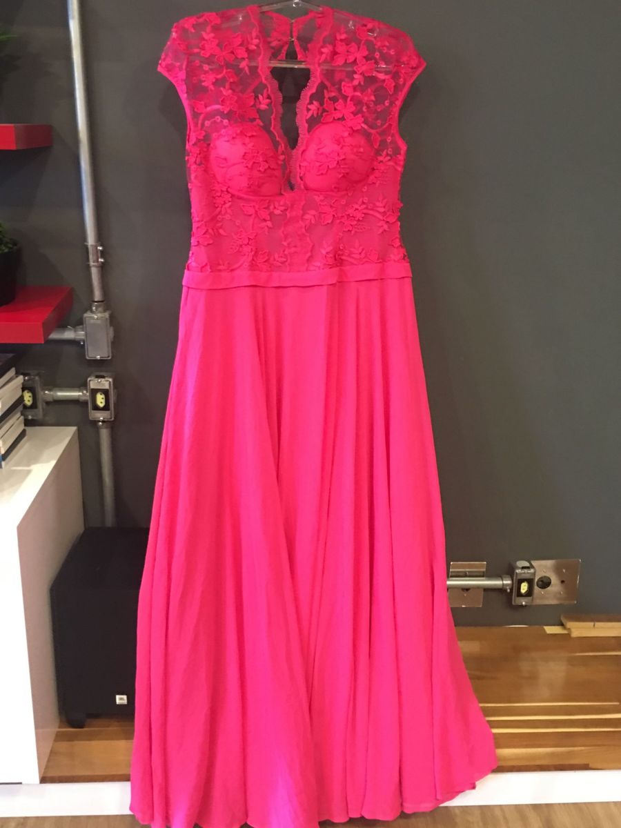 vestido festa pink longo